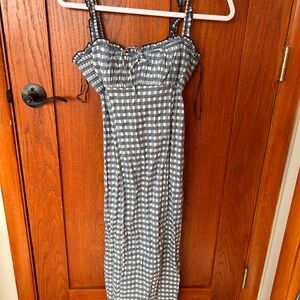 Free People Navy Checkered Midi Dress